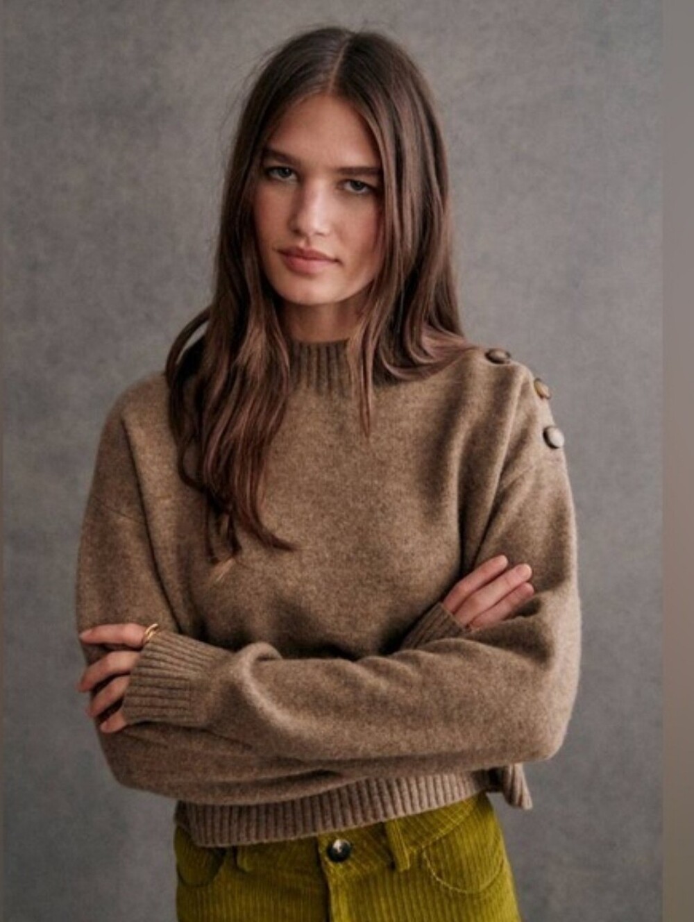 NWT! Sezane Elena 100% Yak Wool Jumper Sweater Taupe Brown Tan Size XS - Picture 2 of 11